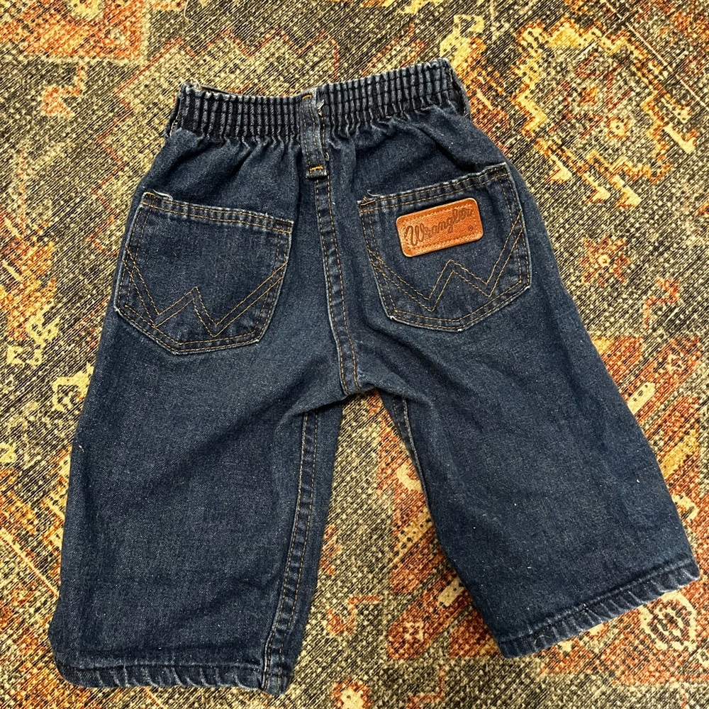 Wrangler Blue Denim Jeans Elastic Waistband Straight-Leg